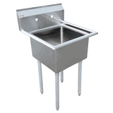 Omcan 43761 - 18" x 18" x 11" One Tub Sink with 3.5" Center Drain and No Drain Board