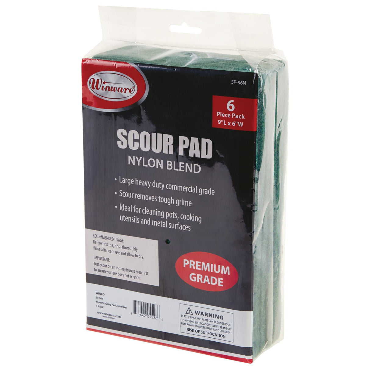 Winco SP-96N - Nylon Scouring Pads, 6-Pieces/Pack