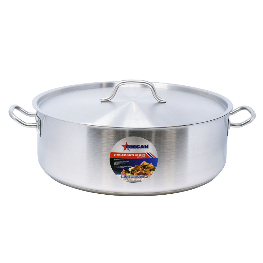 Omcan 80429 - 25 qt Stainless Steel Brazier with Lid
