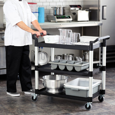 Winco UC-3019K - 3-Tier Utility Carts with Brakes - Black, 40-3/4L x 19-1/2W x 37-3/8H