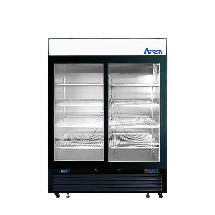 Atosa 54" Black Cabinet Two Sliding Glass Door Merchandiser Cooler - MCF8727GR