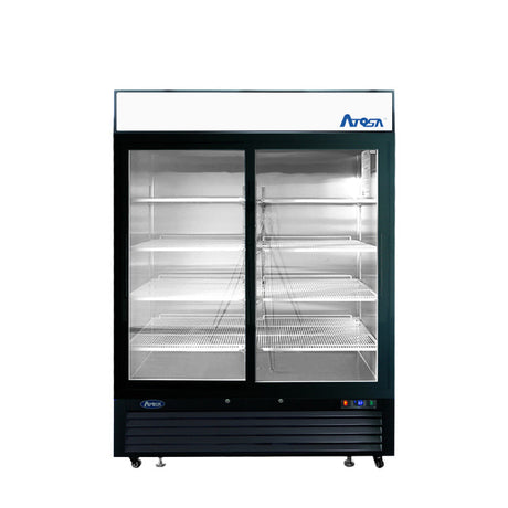 Atosa 54" Black Cabinet Two Sliding Glass Door Merchandiser Cooler - MCF8727GR - VRS Restaurant Equipment & Supply Store