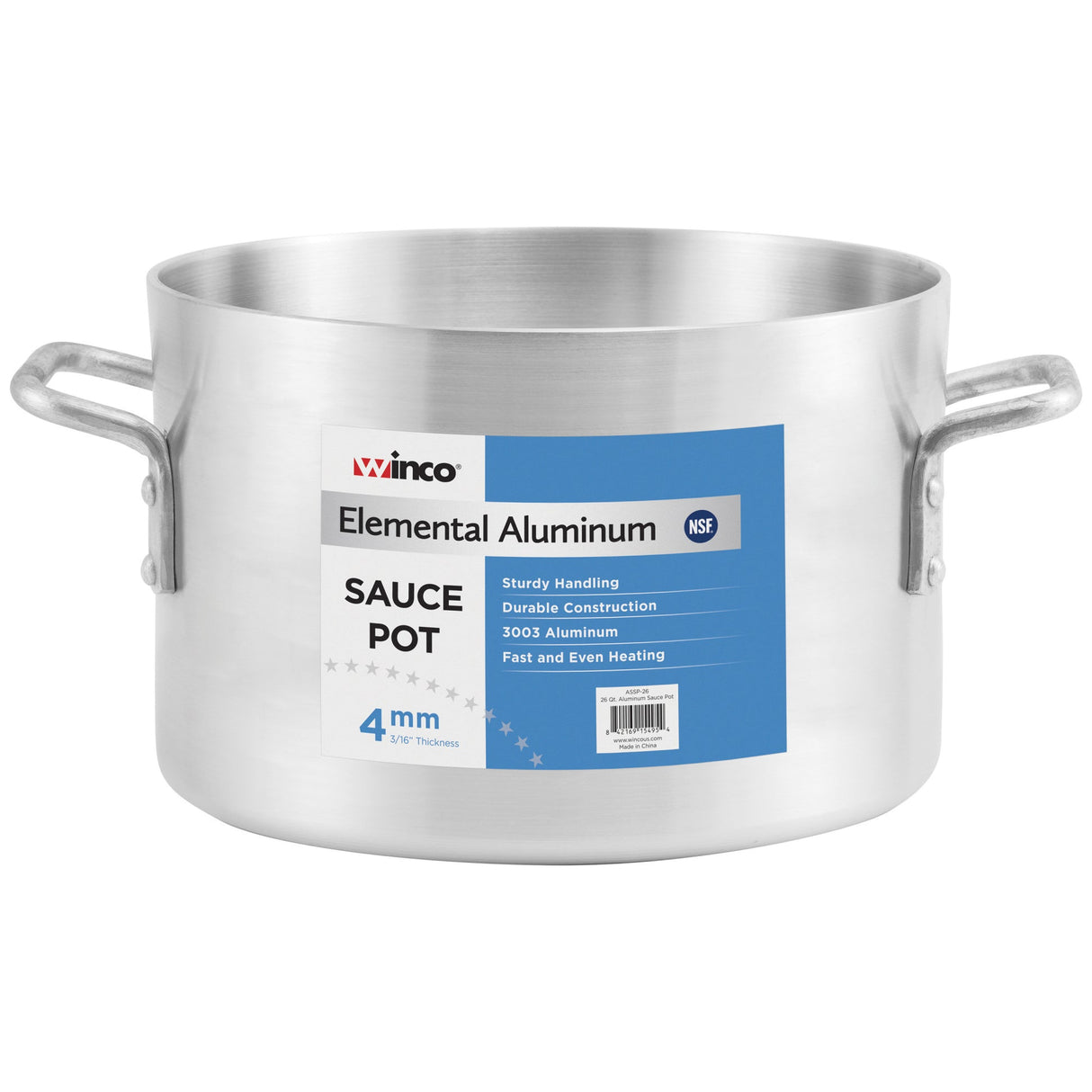 Winco ASSP-34 - Elemental Aluminum, 34 Qt Sauce Pot, 4mm