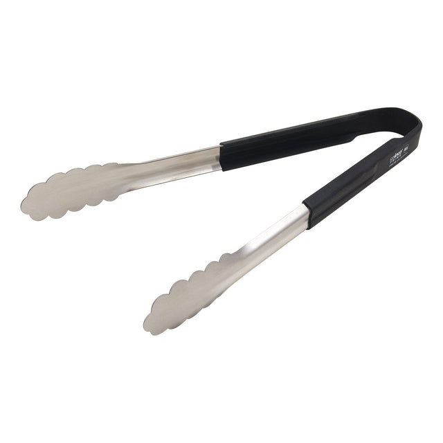 Winco UTSH-12K - Winco Prime 12" Stainless Steel Utility Tongs with Black Silicone Handle