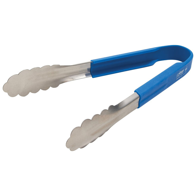 Winco UTSH-9B - Winco Prime 9" Stainless Steel Utility Tongs with Blue Silicone Handle