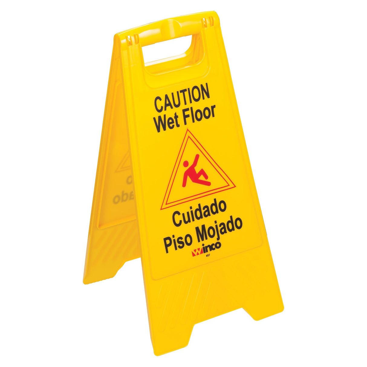 Winco WCS-25 - Wet Floor Caution Sign, Fold-out, Yellow