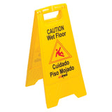 Winco WCS-25 - Wet Floor Caution Sign, Fold-out, Yellow