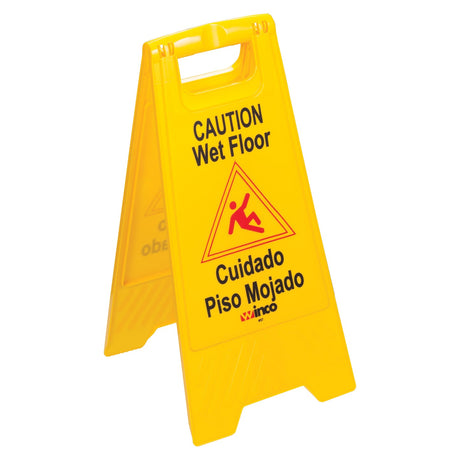 Winco WCS-25 - Wet Floor Caution Sign, Fold-out, Yellow