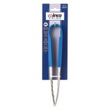 Winco UTSH-9B - Winco Prime 9" Stainless Steel Utility Tongs with Blue Silicone Handle