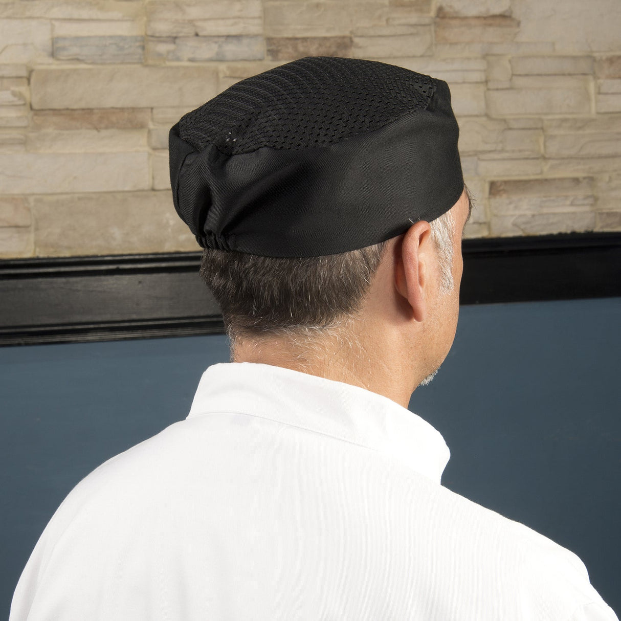 Winco CHPB-3BX - Ventilated Pillbox Hats - Black, Large