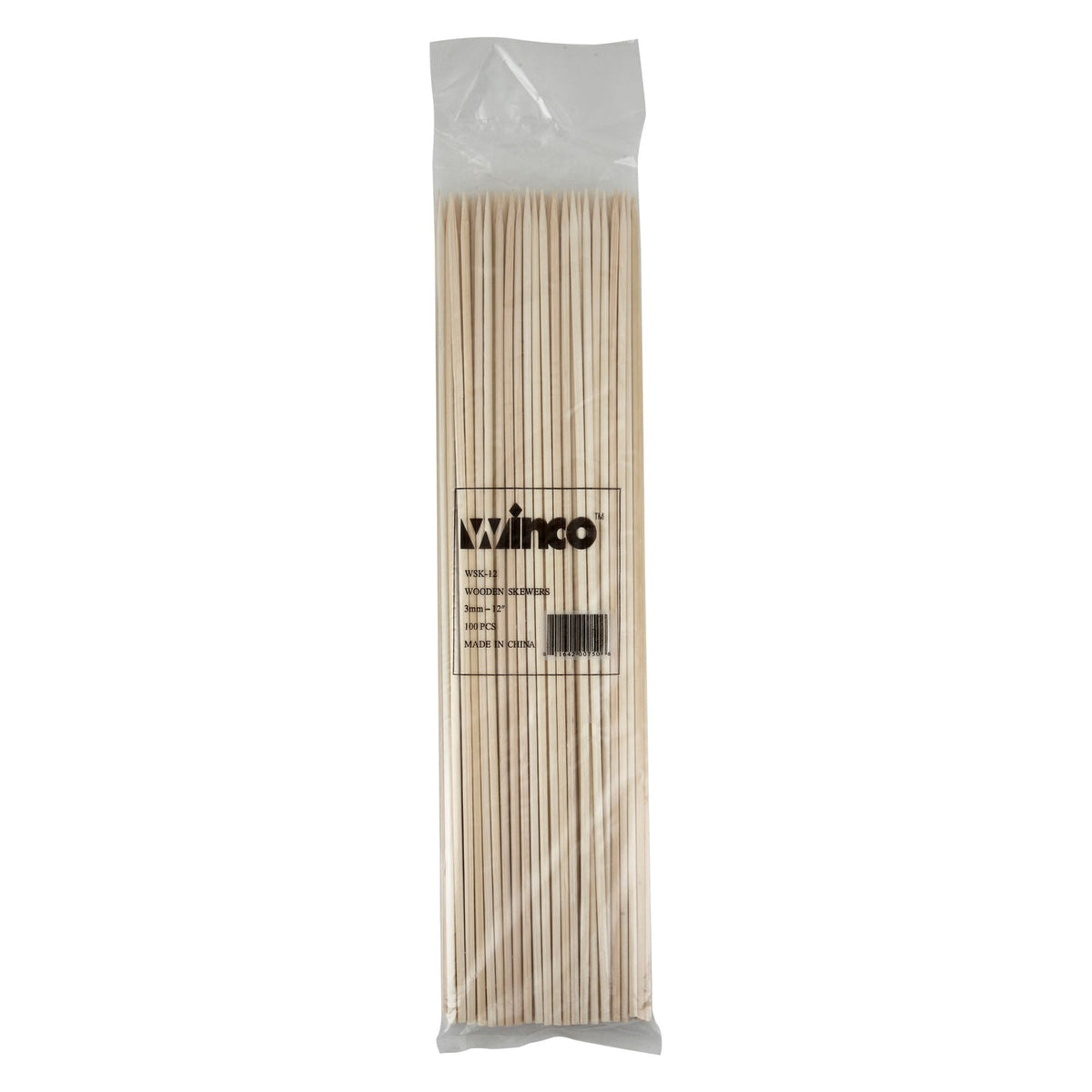 Winco WSK-12 - 12" Bamboo Skewers, 100/bag