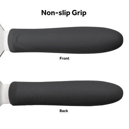 Winco TKPO-7 - Spatula with Offset, Black Polypropylene Handle - 6-1/2" x 1-15/16"