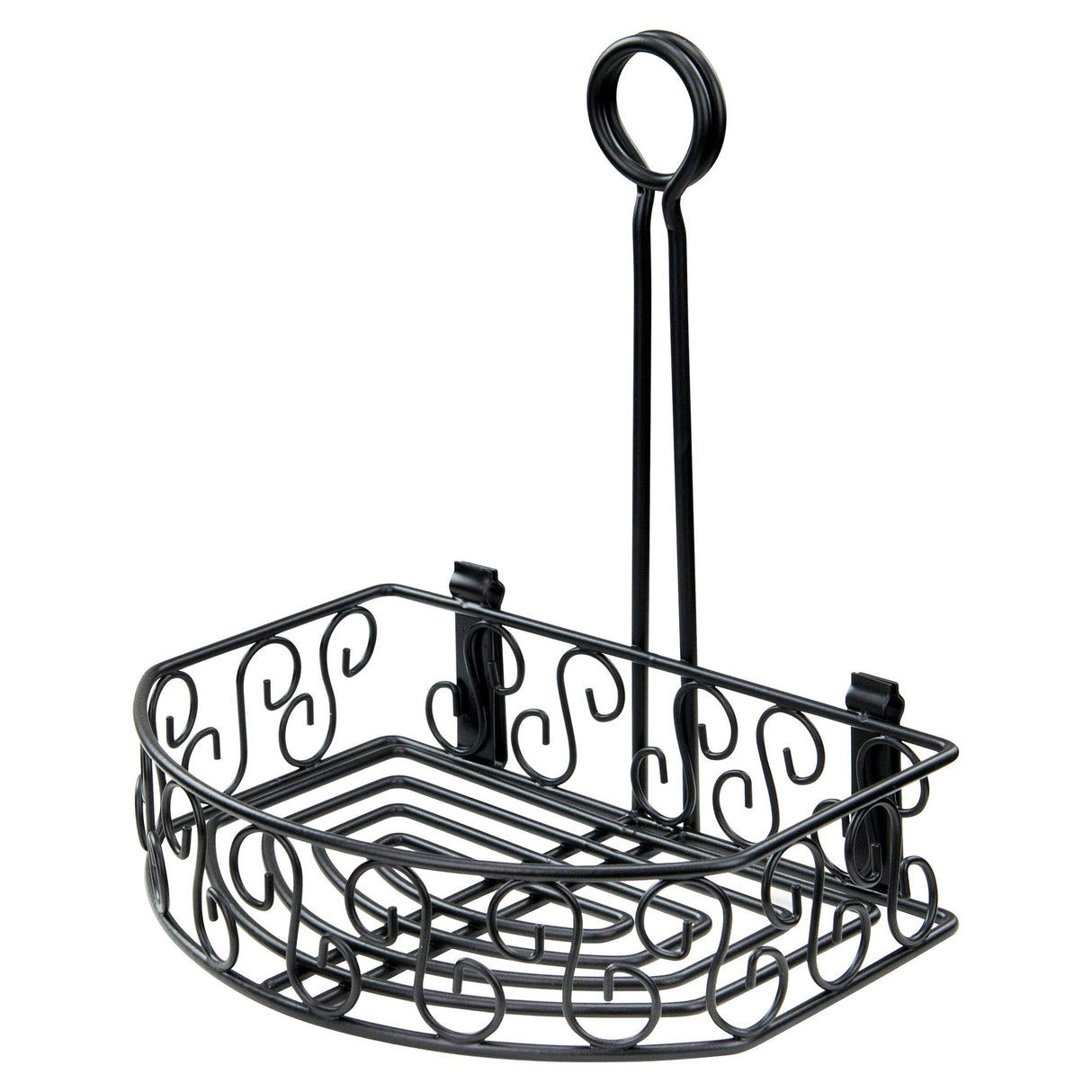 Winco WBKH-6SB - 6-1/4" Flat-Back Wire Condiment Caddy with 8-1/4" Handle