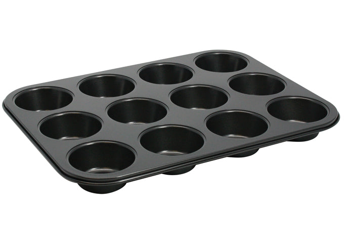 Winco AMF-12NS 12 Cup Muffin Pan, Non-Stick Carbon Steel
