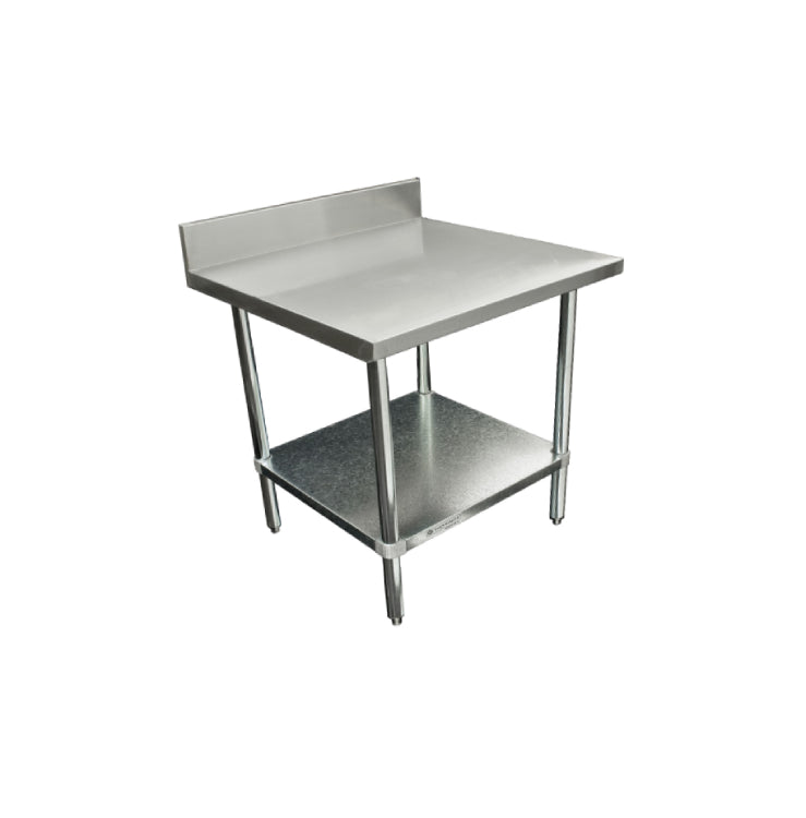 Thorinox Stainless steel worktable with a galvanized steel undershelf and backsplash - 30" width