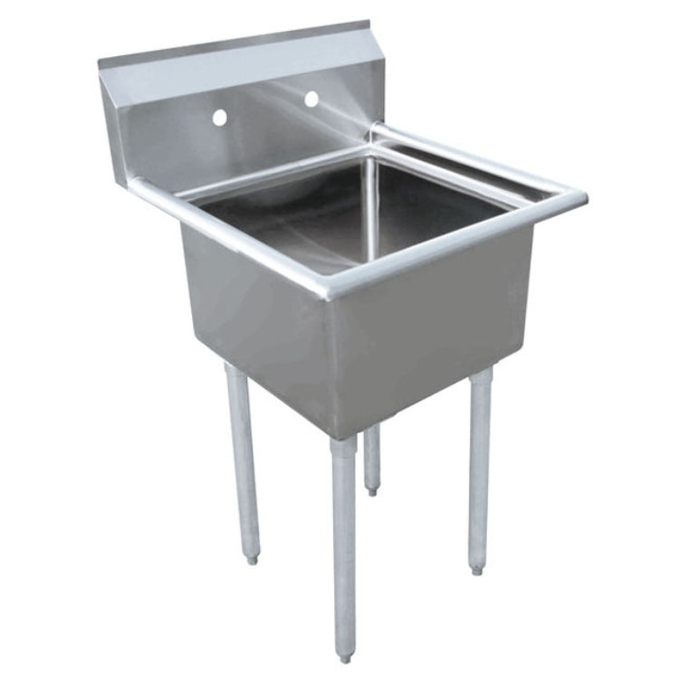 Omcan 43761 18″ X 18″ X 11″ One Tub Sink with 3.5″ Center Drain and no Drain Board