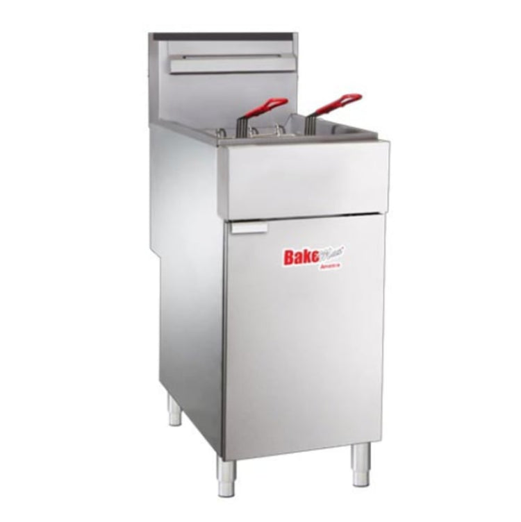 BakeMax BAKEG40 Commercial Deep Propane Fryer - 40LBS FLOOR 70,000 BTU/Hr