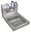 BK Resources Space Saver Stainless Steel Hand Sink With Faucet, 2 Holes 9